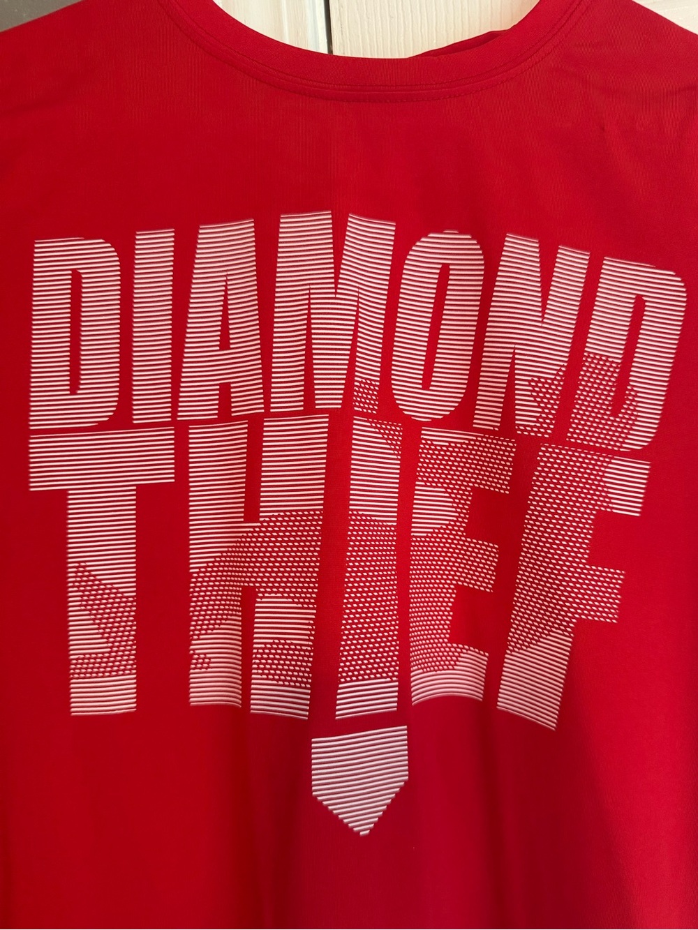 Xersion boys 14/16 'Diamond Thief' Red baseball drifit Graphic Tee